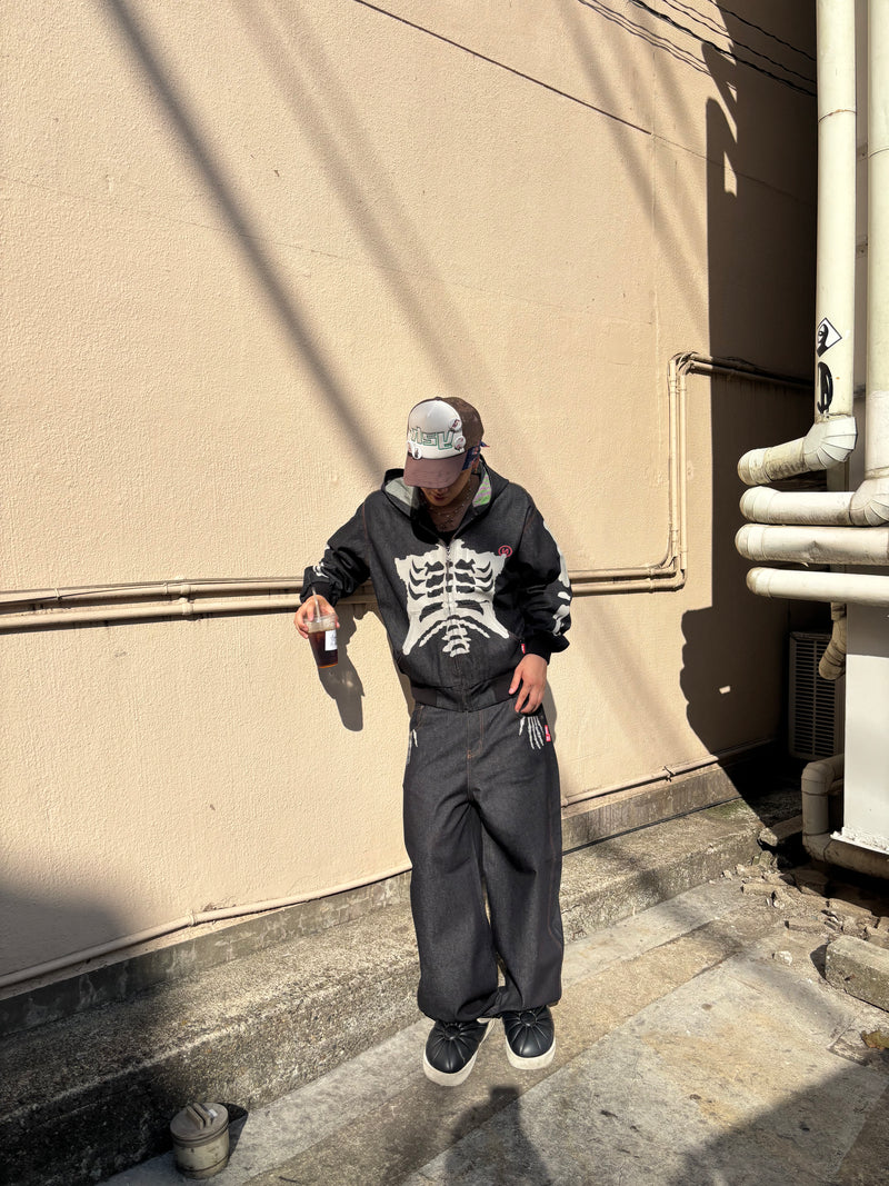 Bone Rigid Denim Zip Hoodie 