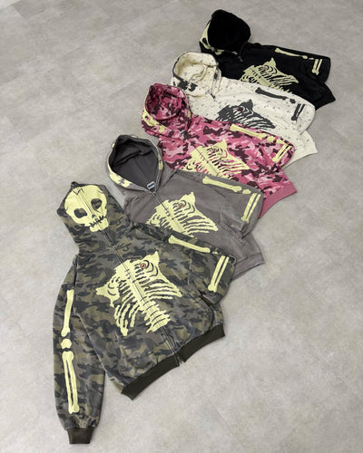 Glow Bone 풀 집 후디 