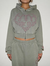 VINTAGE HEART LOGO ZIP HOODIE