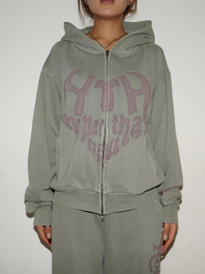 VINTAGE HEART LOGO ZIP HOODIE – YZ