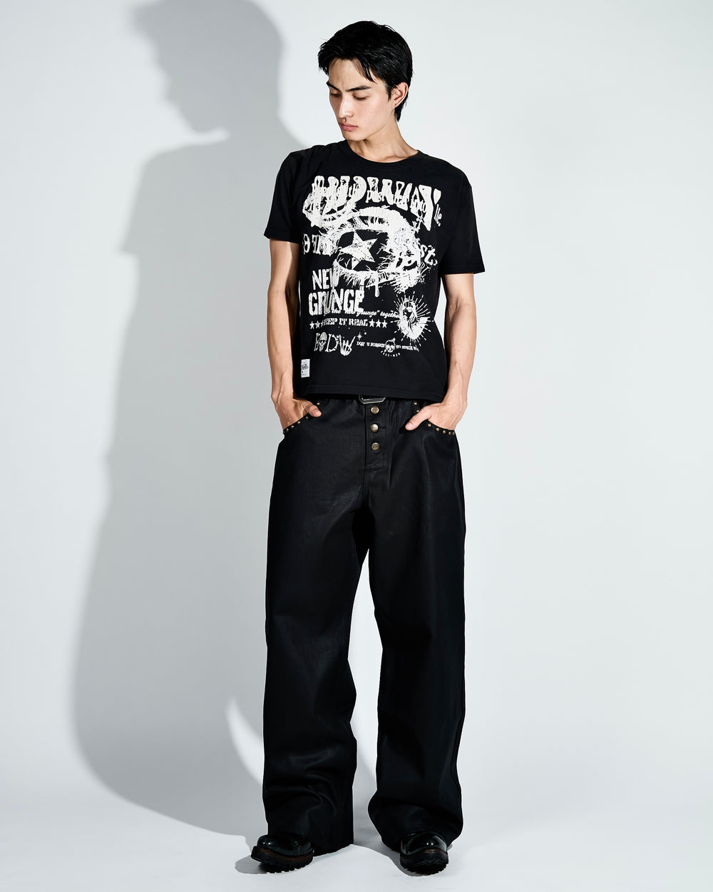 Studs coating BLACK denim pants – YZ