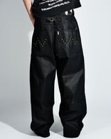 Studs coating BLACK denim pants