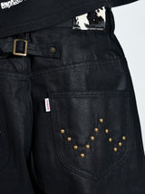 Studs coating BLACK denim pants