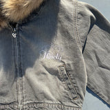 Tiara Logo Far Denim Zip Hoodie【9090 girl】