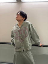 VINTAGE HEART LOGO ZIP HOODIE