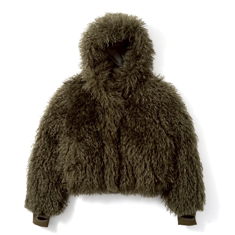 volume hood fur jacket