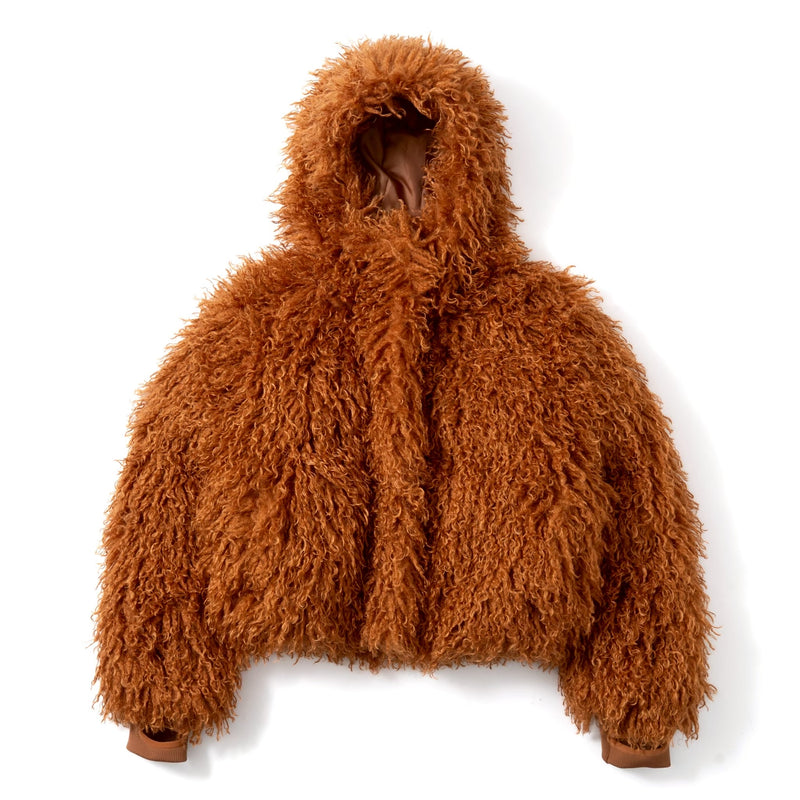 volume hood fur jacket