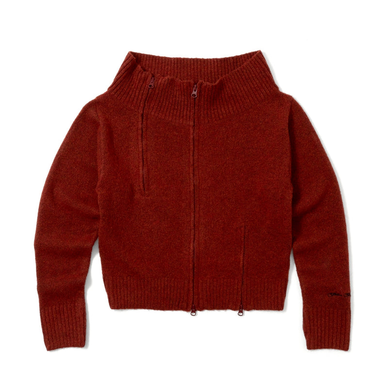 off shoulder zip knit