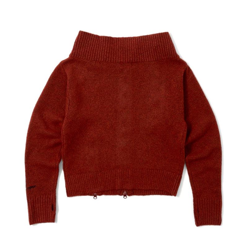 off shoulder zip knit