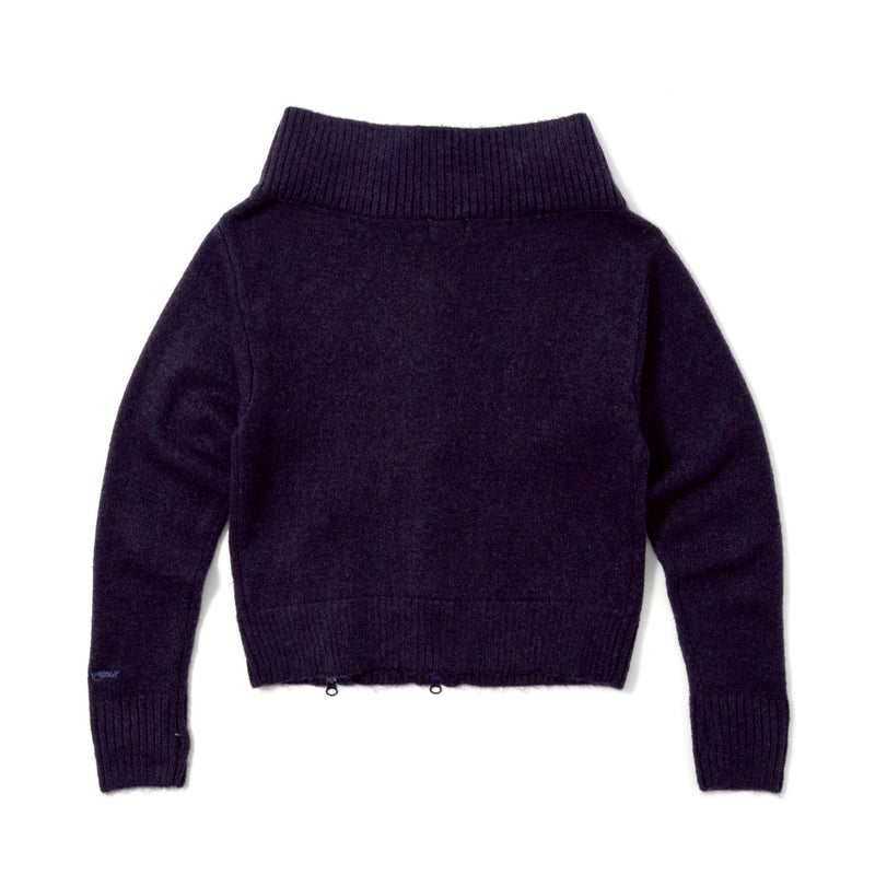 off shoulder zip knit