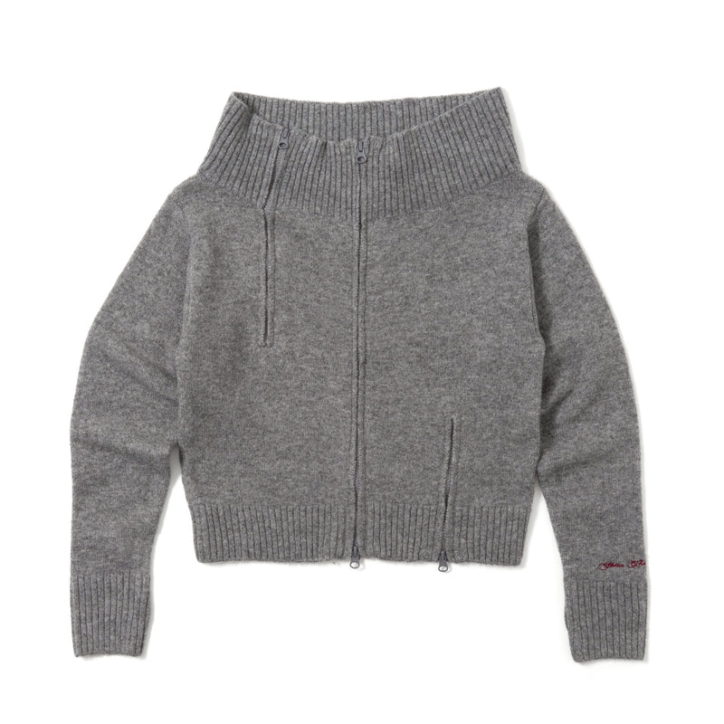 off shoulder zip knit