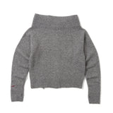 off shoulder zip knit