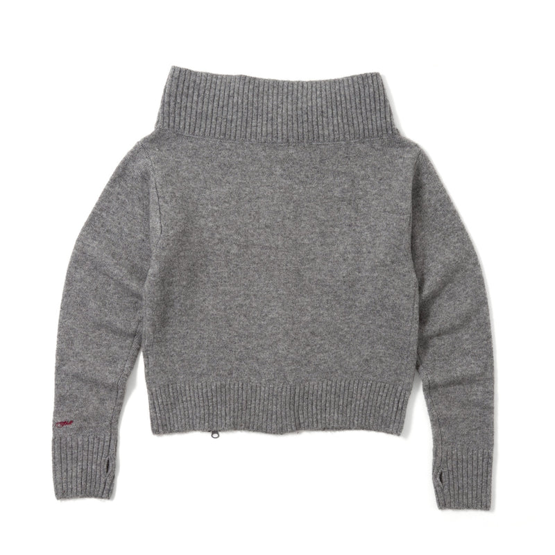 off shoulder zip knit