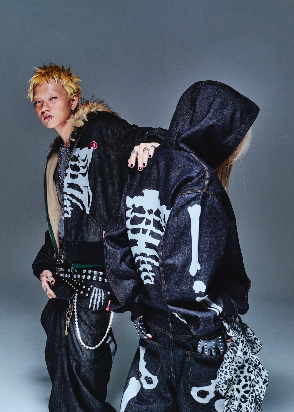 9090 骨ジャケット Bone Rigid Denim Zip Hoodie – YZ