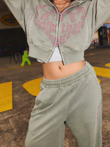 VINTAGE HEART LOGO ZIP HOODIE