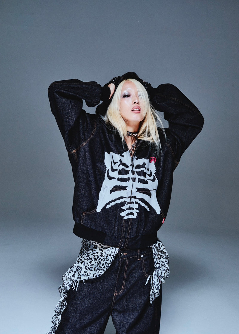 Bone Rigid Denim Zip Hoodie 