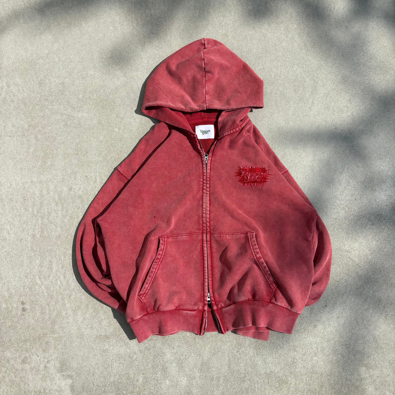 universal logo Premium crush EMB zip 连帽衫 