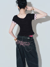 Tribal Logo Straight Denim Pants 