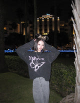 Front butterfly lame knit