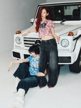 Tribal Logo Straight Denim Pants 
