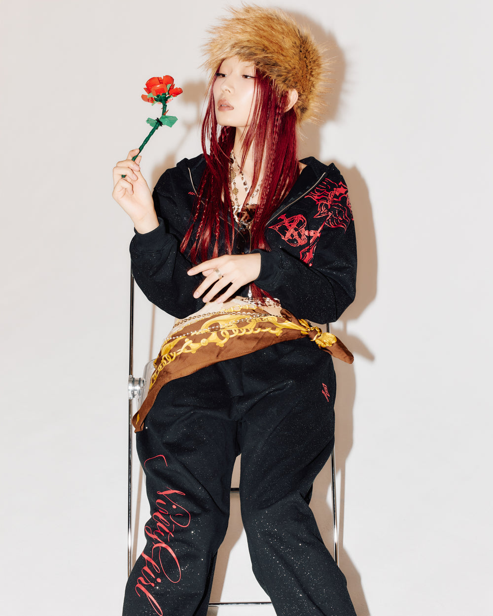 9090girl × umbro Cross Logo Glitter Zip Hoodie – YZ