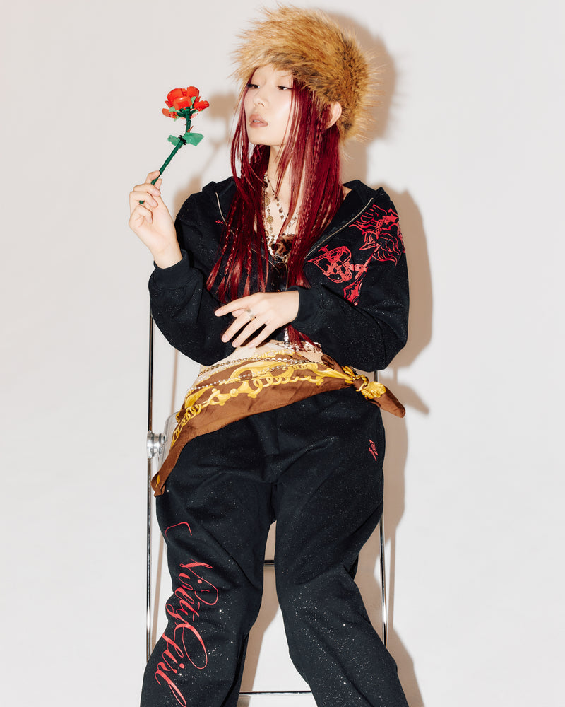 9090girl × umbro Cross Logo Glitter Zip Hoodie – YZ