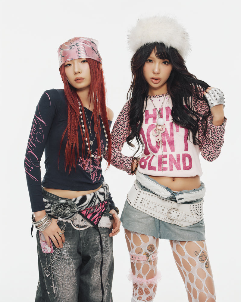 Y2K Denim Printed Buggy Pants