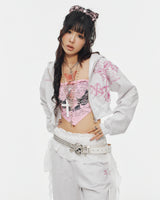 9090girl × umbro Cross Logo Glitter Zip Hoodie