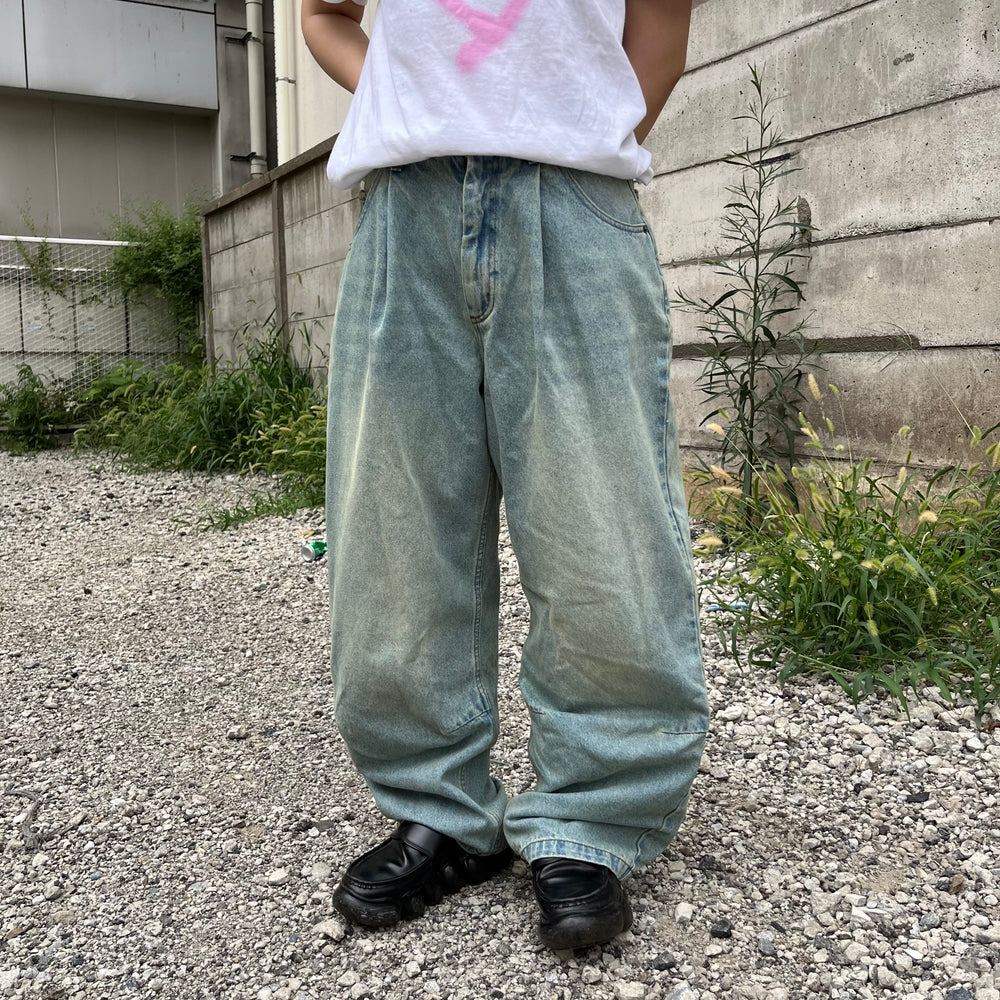 GRANCY】ジップデザイン バギーデニム パンツM GRANCY】ジップデザイン バギーデニム パンツM