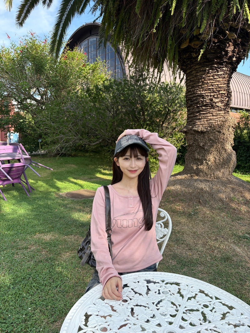 yung logo rhinestone fit ls tee 