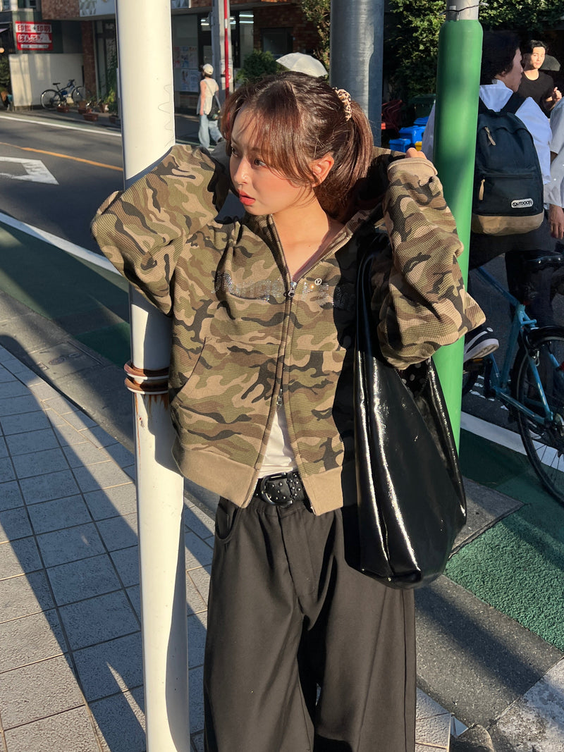 SC logo thermal zip hoodie