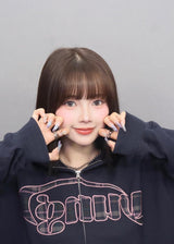 다양한 패턴의 yung 로고 집업 후디 