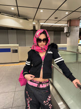 Waist-Defined Fur Zip Hoodie 