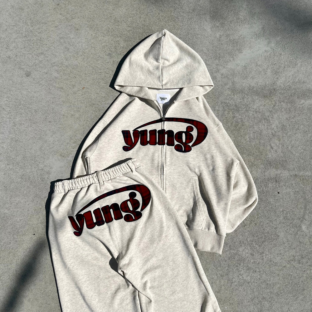 【商品名】　LOGO DESIGN SWEAT Assorted patterns yung logo zip hoodie – YZ