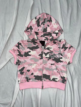 90 Logo Girl Short Sleeve Zip Hoodie