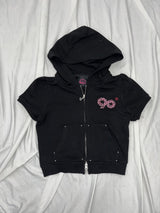 90 Logo Girl Short Sleeve Zip Hoodie