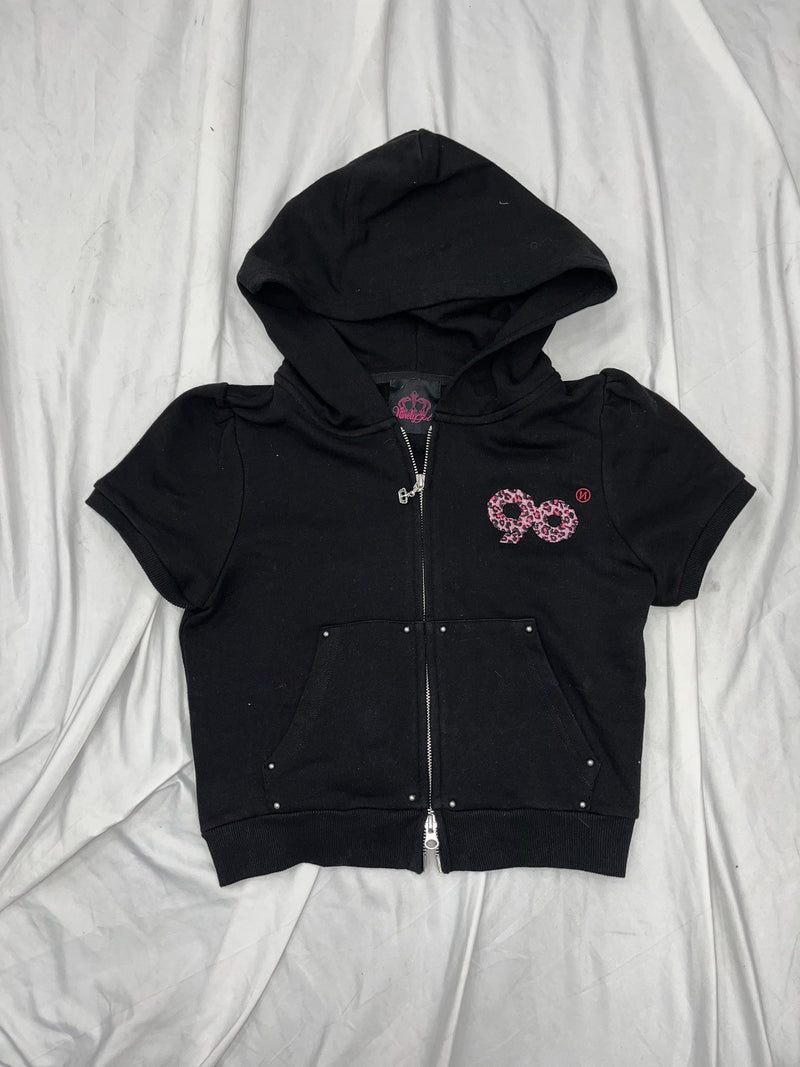 90 Logo Girl Short Sleeve Zip Hoodie – YZ