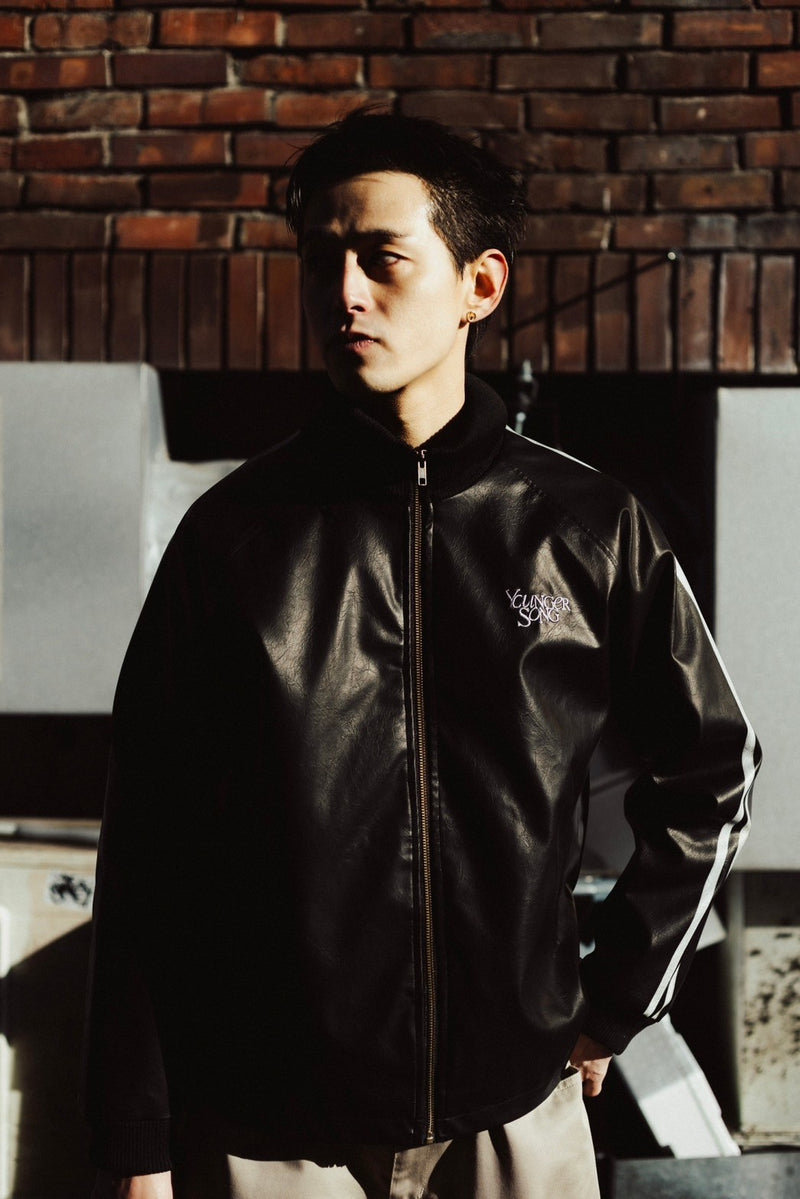 fake leather track jacket