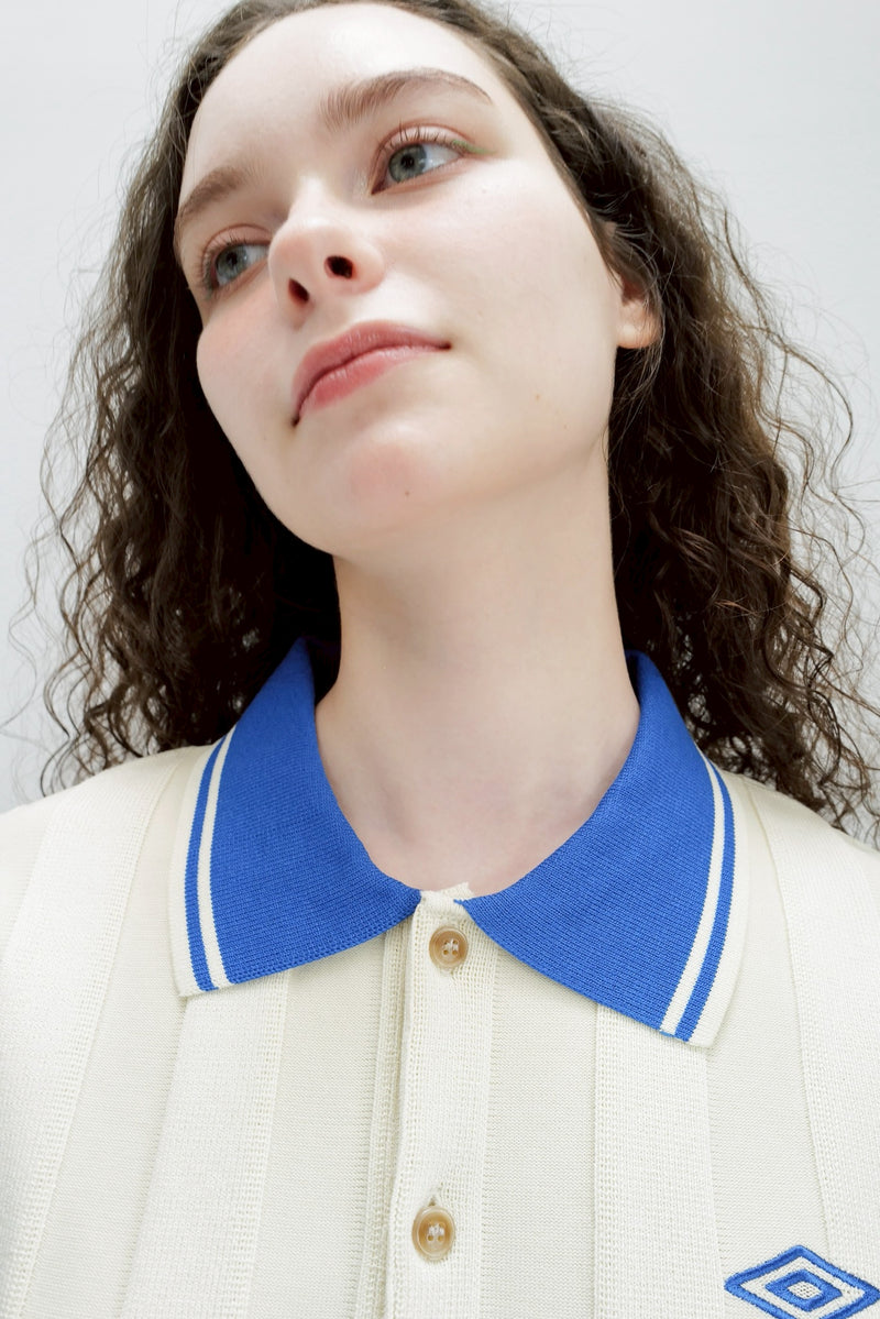 umbro×common gull products.でこぼこのニットポロシャツ