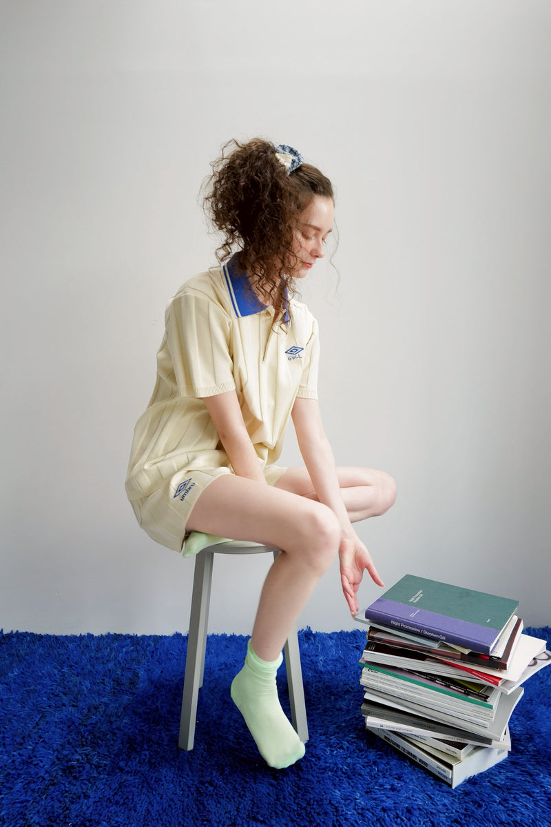 umbro×common gull products.でこぼこのニットポロシャツ