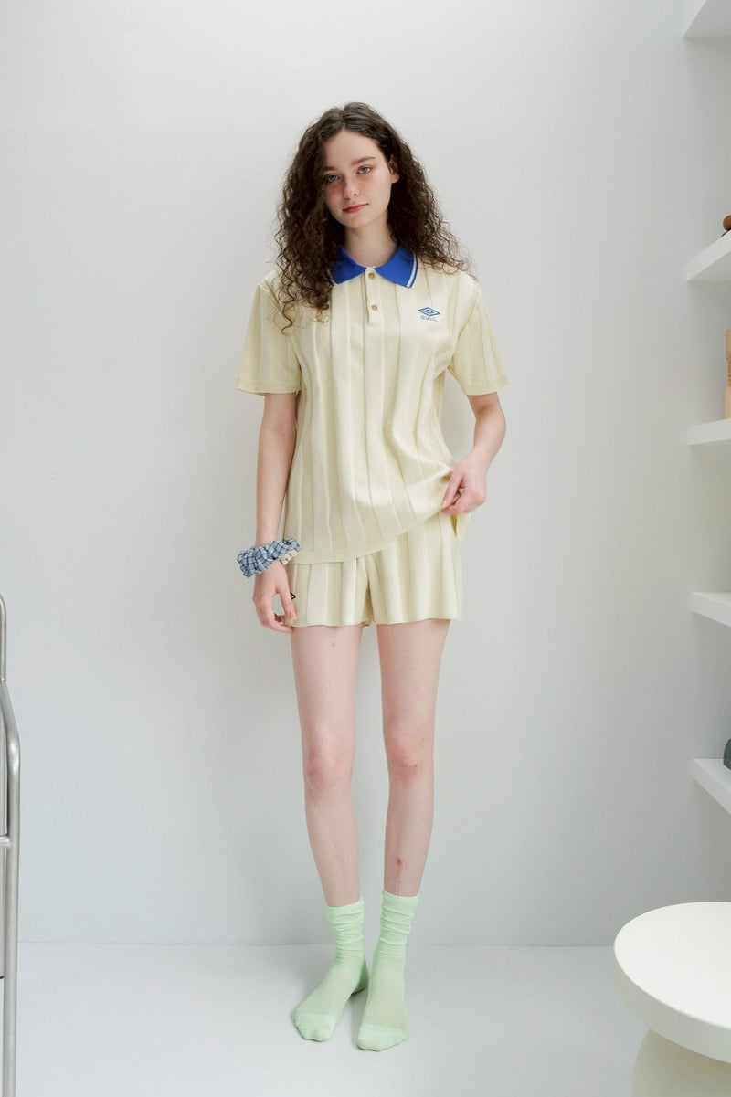 umbro×common gull products.でこぼこのニットポロシャツ