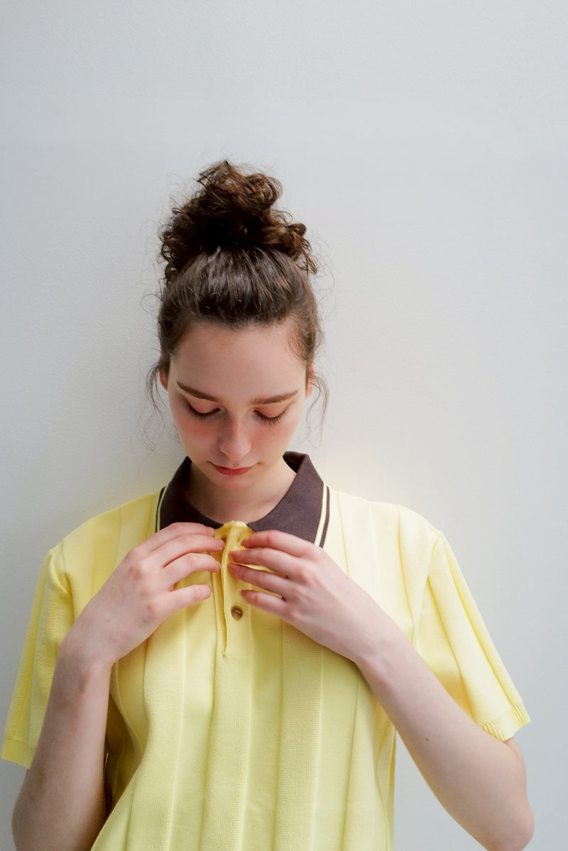 umbro×common gull products.でこぼこのニットポロシャツ