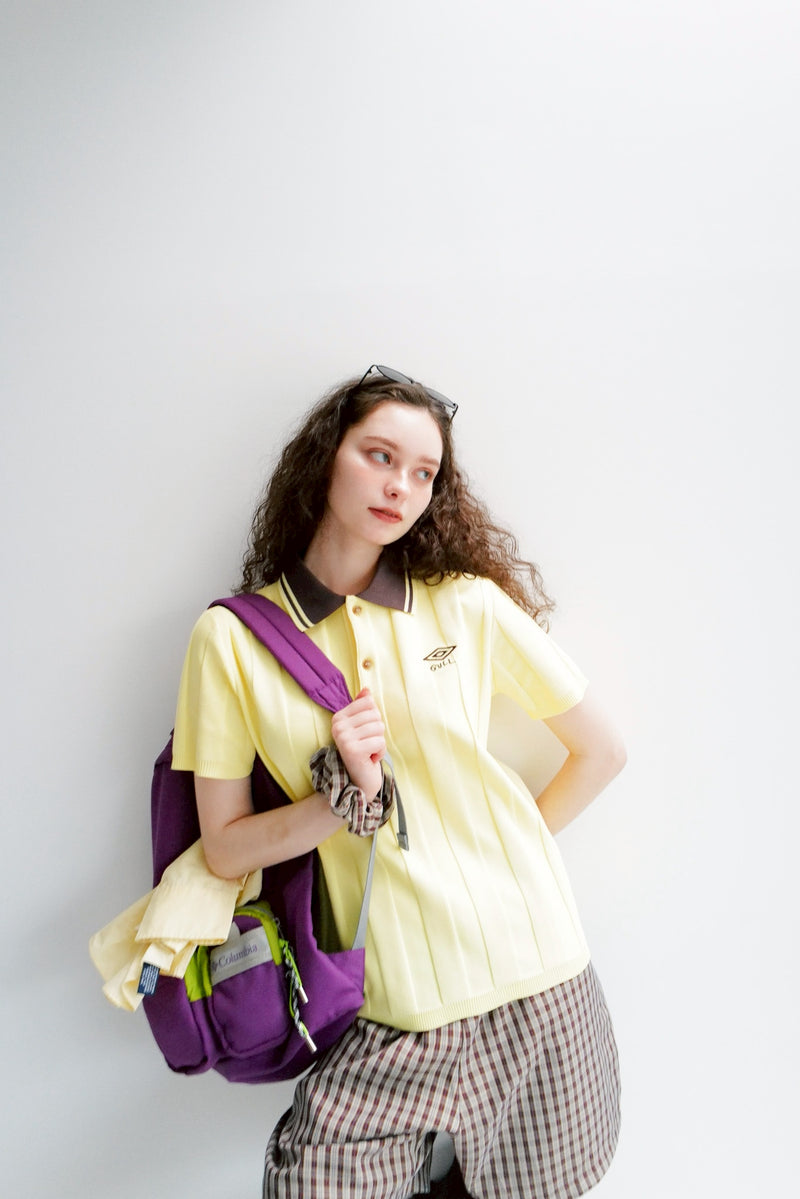 umbro×common gull products.でこぼこのニットポロシャツ