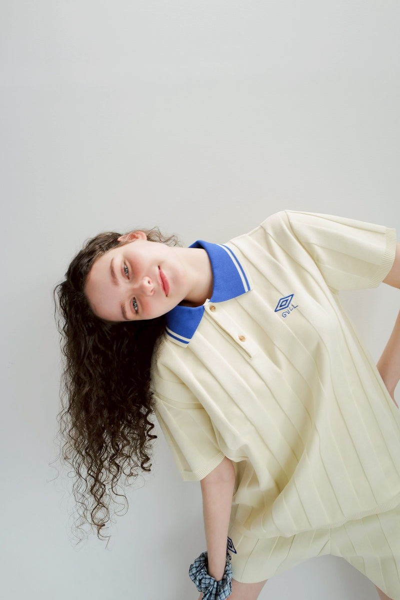 umbro×common gull products.でこぼこのニットポロシャツ