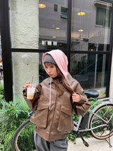 Fake leather flight jacket