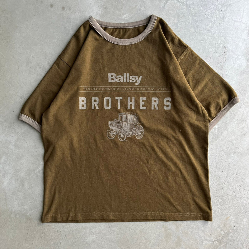 BALLSY Overdyed Ringer T-shirt L size