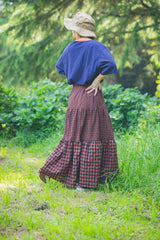 check tiered skirt