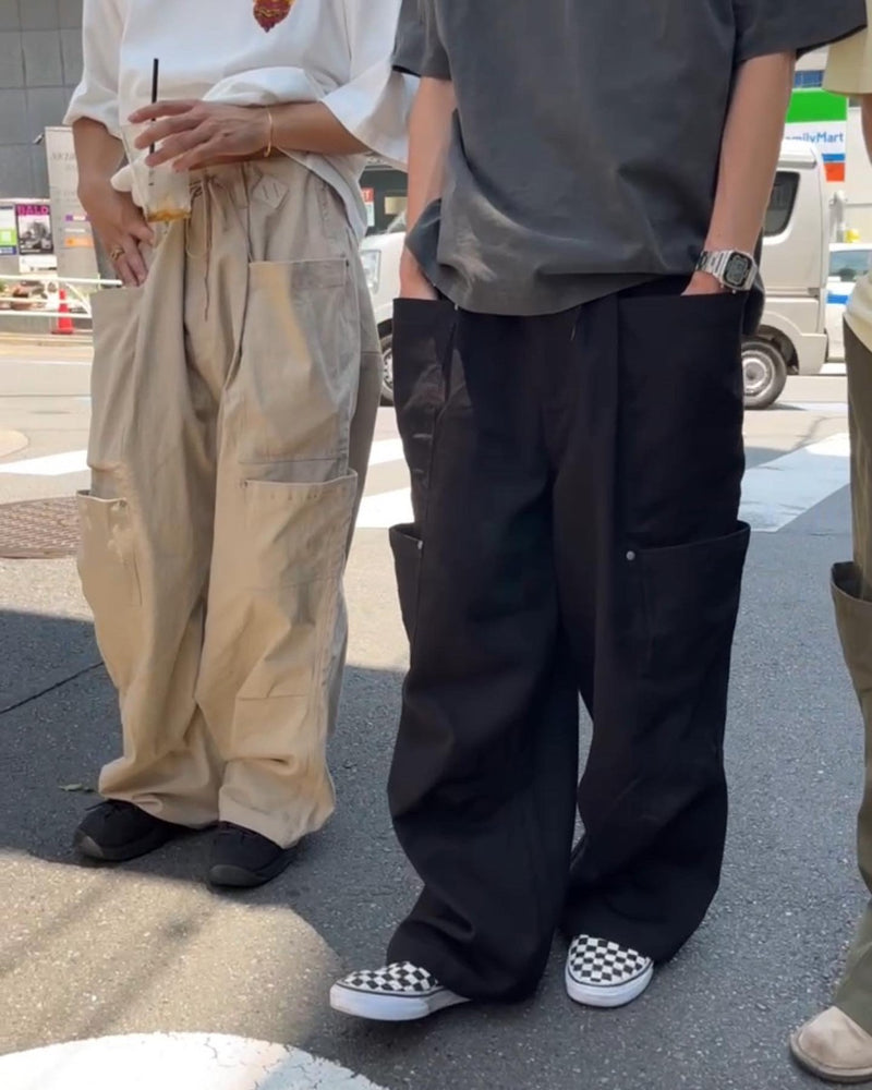 double pocket wide chino pants