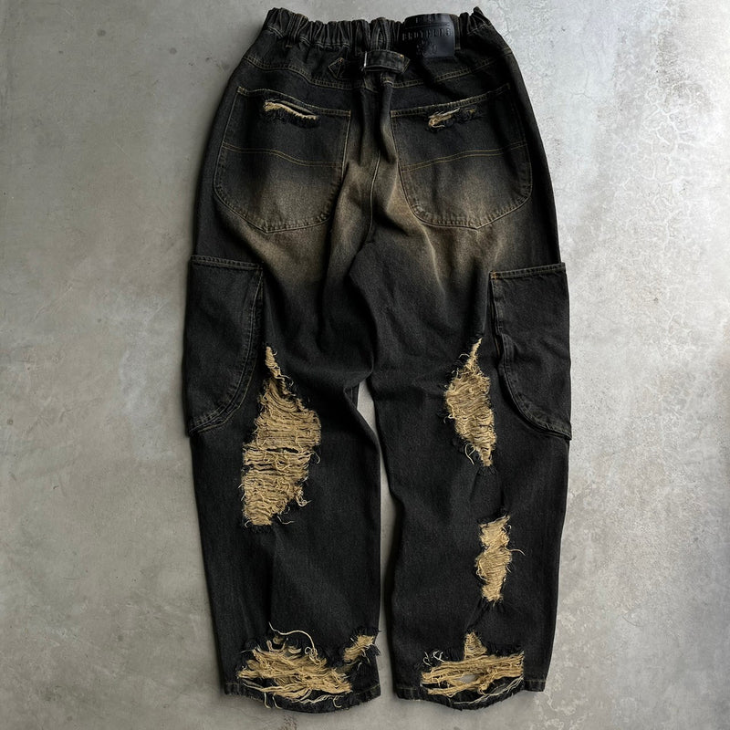 Damaged overdyed loose denim pants(発送予定：2023年10月上旬) – YZ