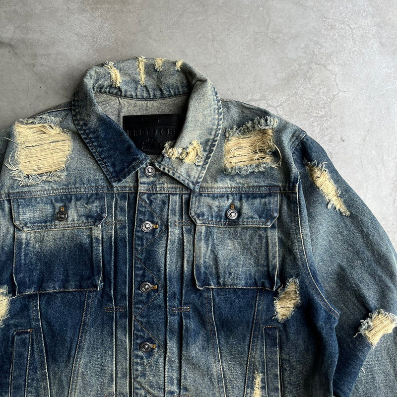Damaged overdyed loose denim jacket(発送予定：2023年10月中旬)